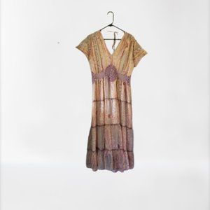 Molato, Sz Large, Made in India, Boho w/Crochet Maxi Dress